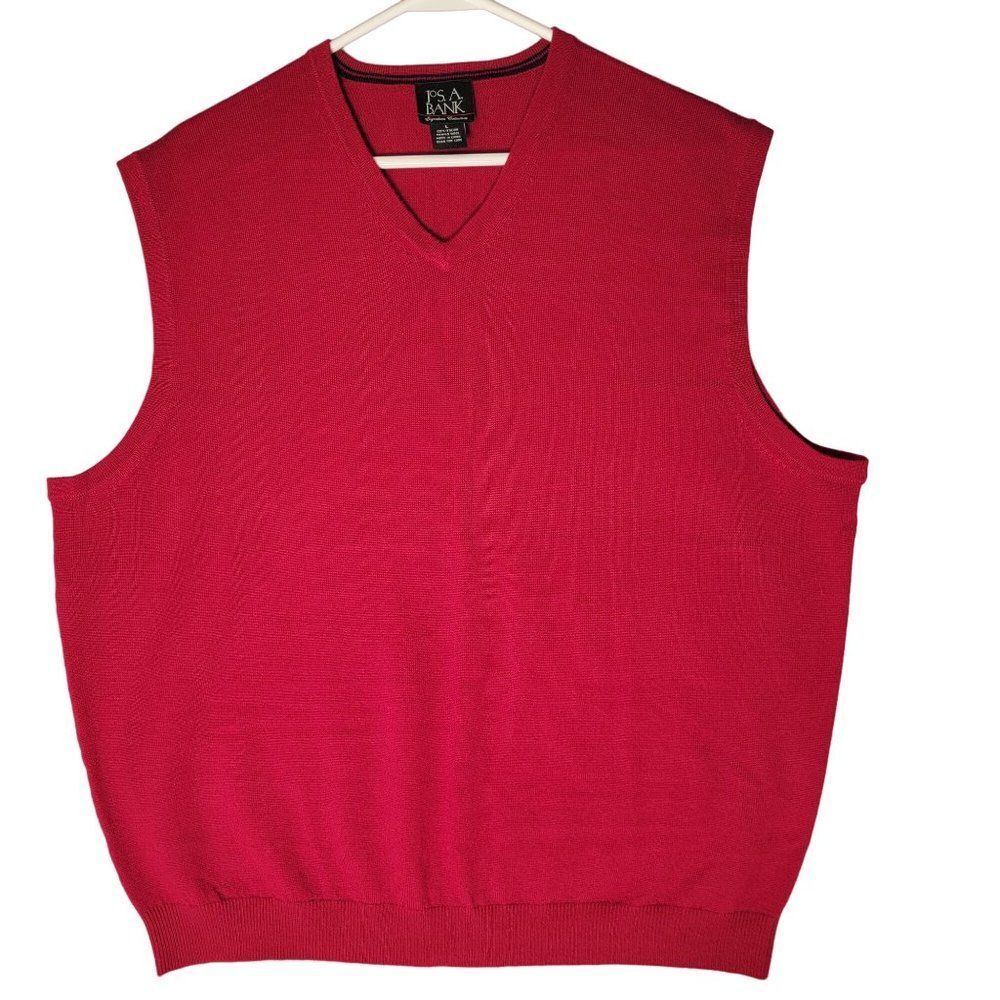 Jos A Banks‎ Signature Collection Italian Merino Wool Knit Vest Mens L Red